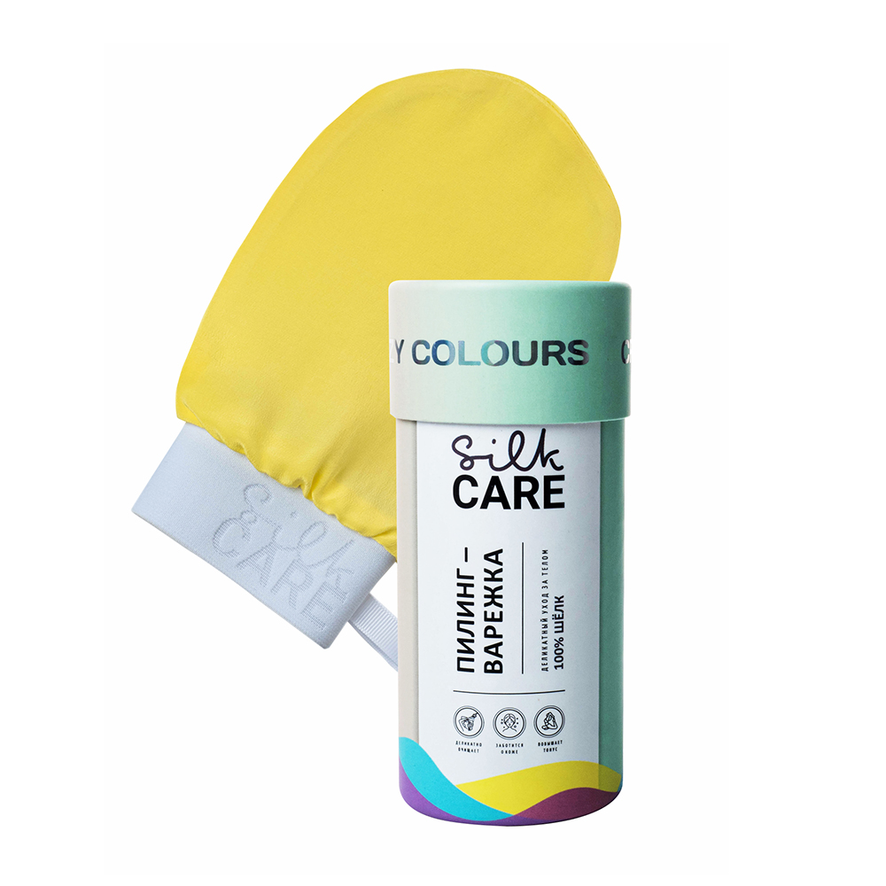 SILK CARE Варежка шелковая для пилинга лимонная / Silk Care Crazy Colours