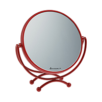 Зеркало настольное, в красной металлической оправе, 18,5 х 19 см, DEWAL BEAUTY