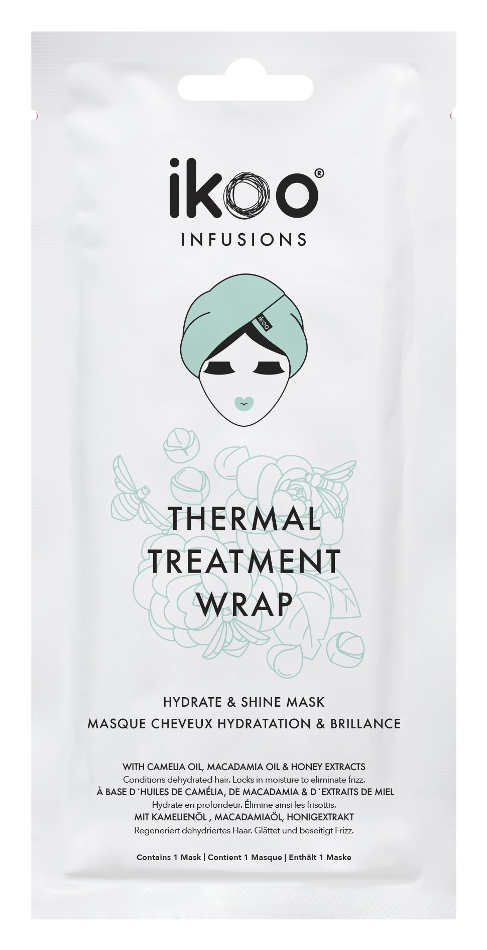 

IKOO Маска шапочка для волос Увлажнение и блеск / Thermal Treatment Wrap Hydrate & Shine 35 г