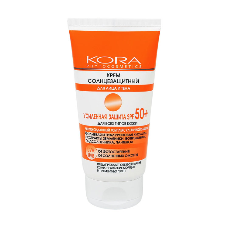 KORA Крем солнцезащитный для лица и тела SPF 50+ 150 мл