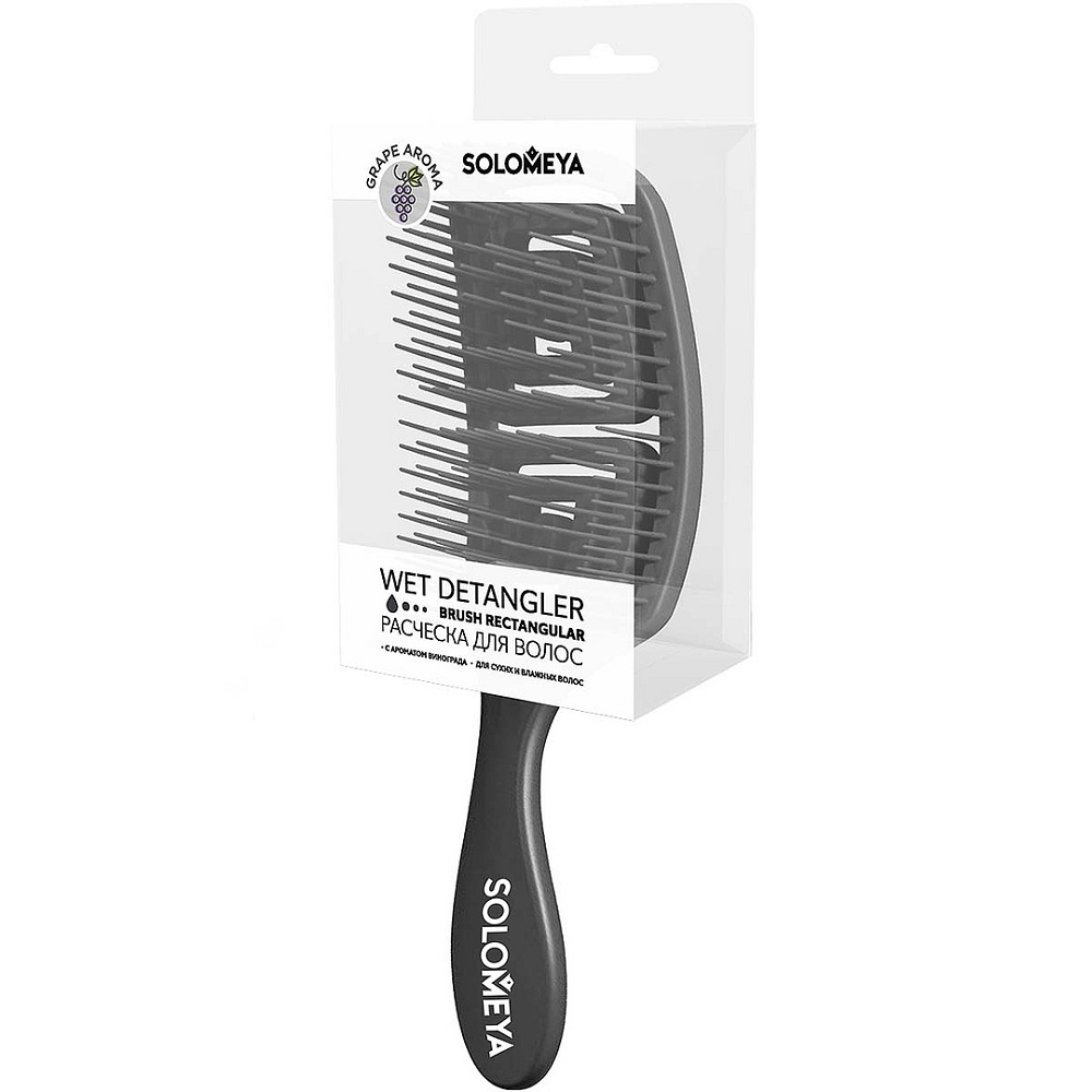 Расческа для сухих и влажных волос с ароматом винограда Solomeya Wet Detangler Brush Rectangular Grape