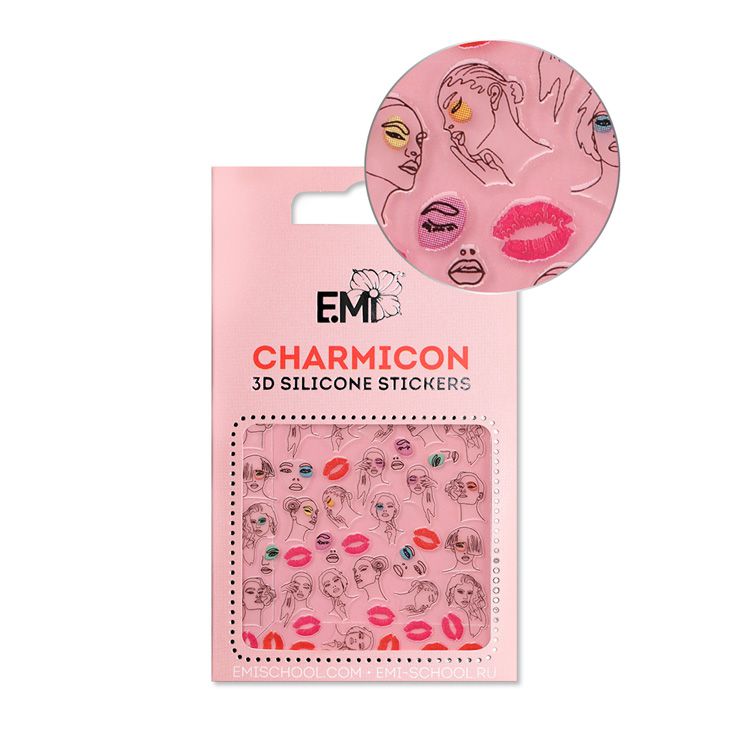 

E.MI Декор для ногтей №123 Лица и губы / Charmicon 3D Silicone Stickers