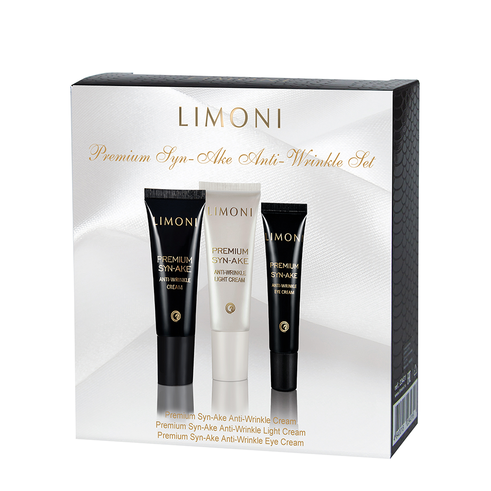 LIMONI Набор для лица крем 25 мл крем для век 15 мл крем легкий 25 мл Premium Syn-Ake Anti-Wrinkle Care Set 1945₽