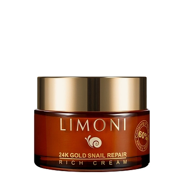 LIMONI Крем с золотом и экстрактом слизи улитки для лица / 24K GOLD SNAIL REPAIR RICH CREAM 50 мл