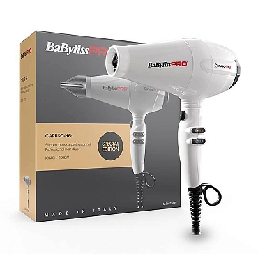 BABYLISS PRO Фен BaByliss Pro Caruso HQ белый, ионизация, 2 насадки 2400 Вт