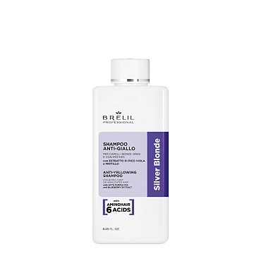 BRELIL PROFESSIONAL Шампунь антижелтый для светлых, мелированных и седых волос AMINO TREATMENT 250 мл