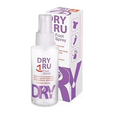 DRY RU Средство от потоотделения с пролонгированным антимикробным действием для ног / Foot Spray 100 мл