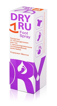 DRY RU Средство от потоотделения с пролонгированным антимикробным действием для ног / Foot Spray 100 мл