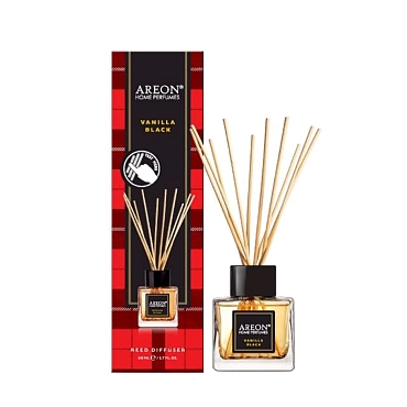 AREON Диффузор ароматический, ванильный черный / HOME PERFUME STICKS TARTAN Vanilla Black 50 мл