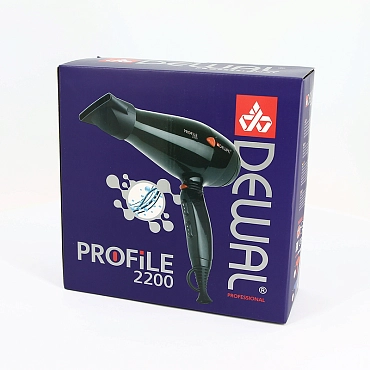 DEWAL PROFESSIONAL Фен Profile 2200 черный, ионизация, 2 насадки, 2200 Вт