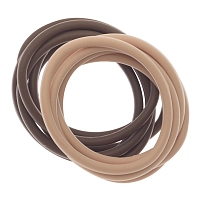 DEWAL PROFESSIONAL Резинки для волос силиконовые, коричневые/бежевые 12 шт/уп, фото 1