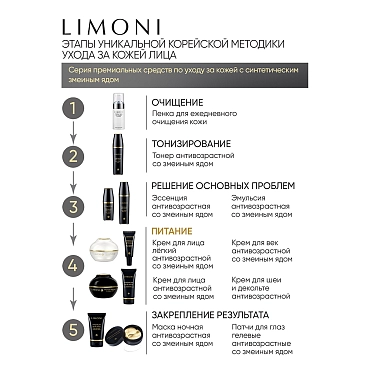 LIMONI Крем антивозрастной легкий со змеиным ядом для лица / Premium Syn-Ake Anti-Wrinkle Cream Light 50 мл