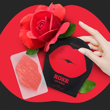 KOCOSTAR Патчи гидрогелевые для губ, роза / Rose Lip Mask Single Pouch 1 патч