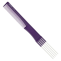 Расческа для начеса, с металлическими зубцами, фиолетовая 19 см, DEWAL BEAUTY